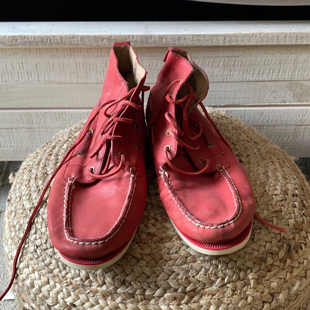 Red leather polo shoes
